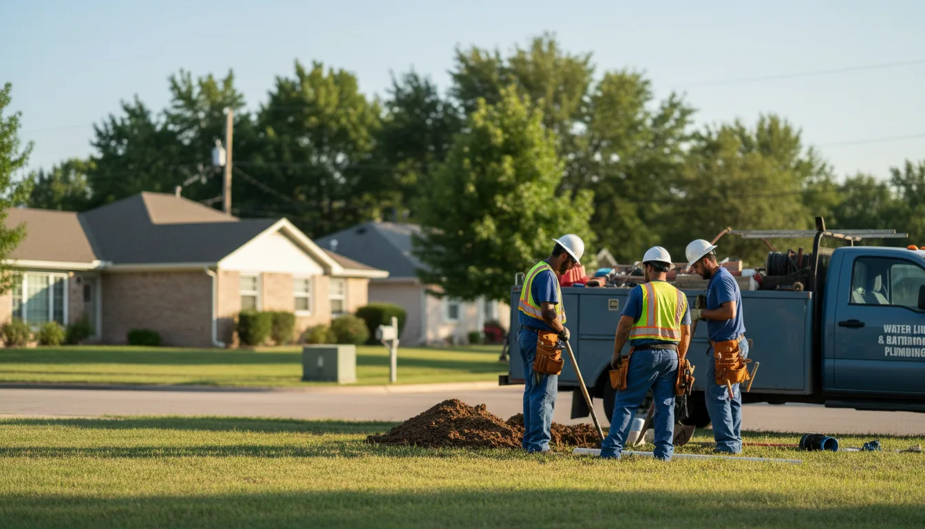 Residential water line and bathroom plumbing service in Wyandotte, OK